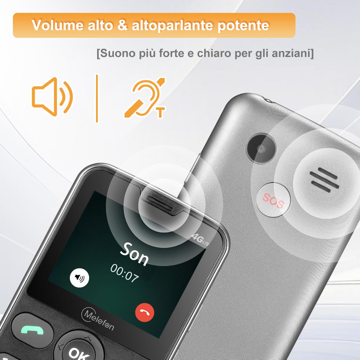 4G Telefono per anziani con tasti grandi,Cellulare senza contratto con volume alto,funzione di chiamata SOS e base di ricarica, cellulare adatto agli anziani(Nero)