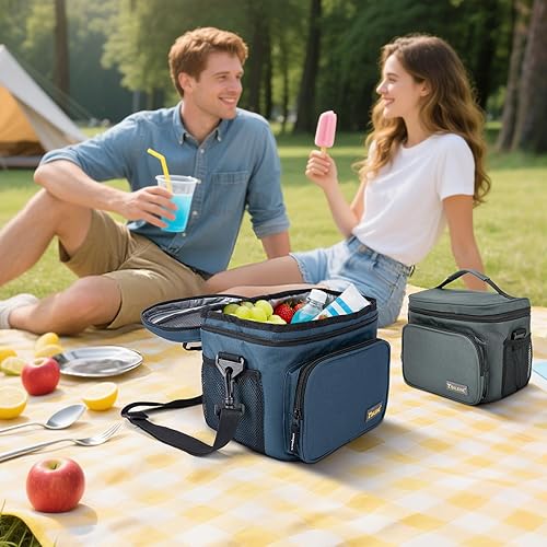 Miniatura 8 de BALEINE Lonchera aislada para hombres y mujeres, bolsa térmica a prueba de fugas para 15 latas con correa ajustable para el hombro para el trabajo