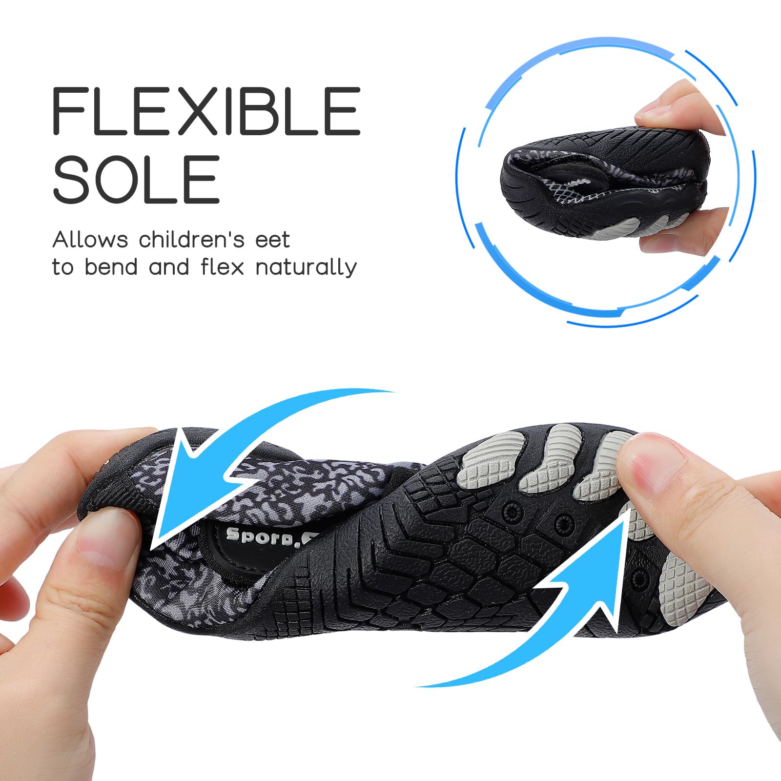 MASOCIO Chaussures Aquatiques Enfant Chaussures d'eau Séchage Rapide Antidérapantes pour Piscine Mer Plage Taille 27-37 EU
