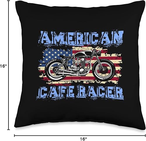 Miniatura 4 de American Cafe Racer Motorcycle Apparel and Merch American Cafe Racer Biker - Cojín para hombre, mujer, adulto, adolescentes, niños y niñas, 16 x 16