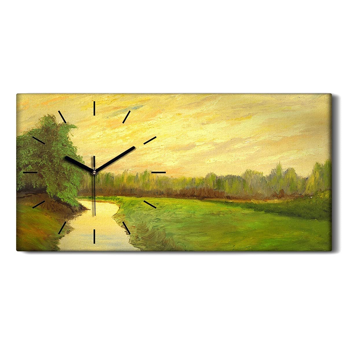Horloge sur Toile d'Art Moderne 60x30cm - Tableau Mural Nature de Qualité