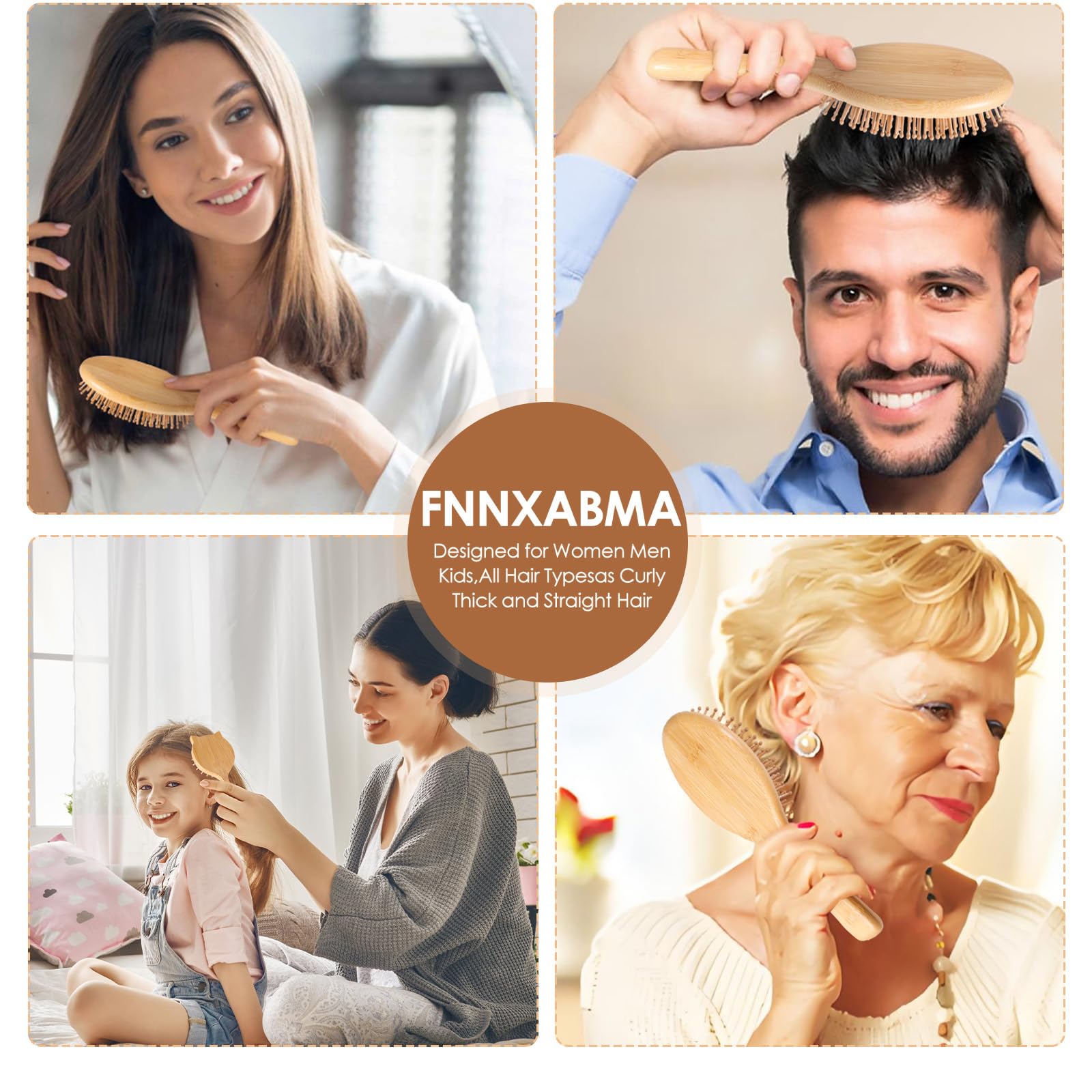Juego de cepillo y peine, cepillo de bambú grueso y fuerte, cepillo de pelo suave de bambú, cepillo de paleta para el crecimiento del cabello, herramienta de limpieza de cepillo de pelo, adecuado para