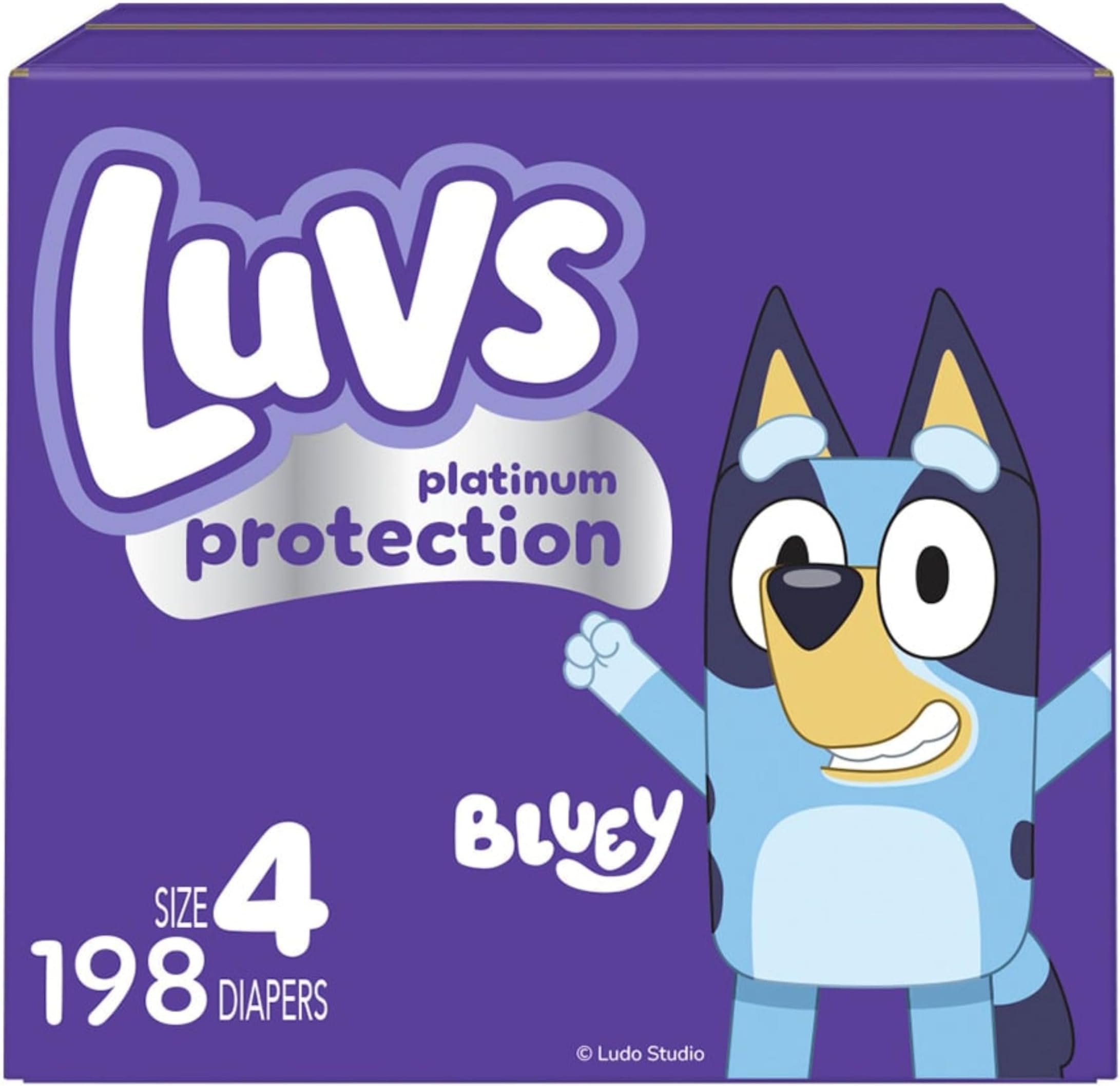 Size 4 Baby Diapers, Platinum Protection Bluey Diapers for Day & Night, Size 4, 198 Count (Packaging May Vary)