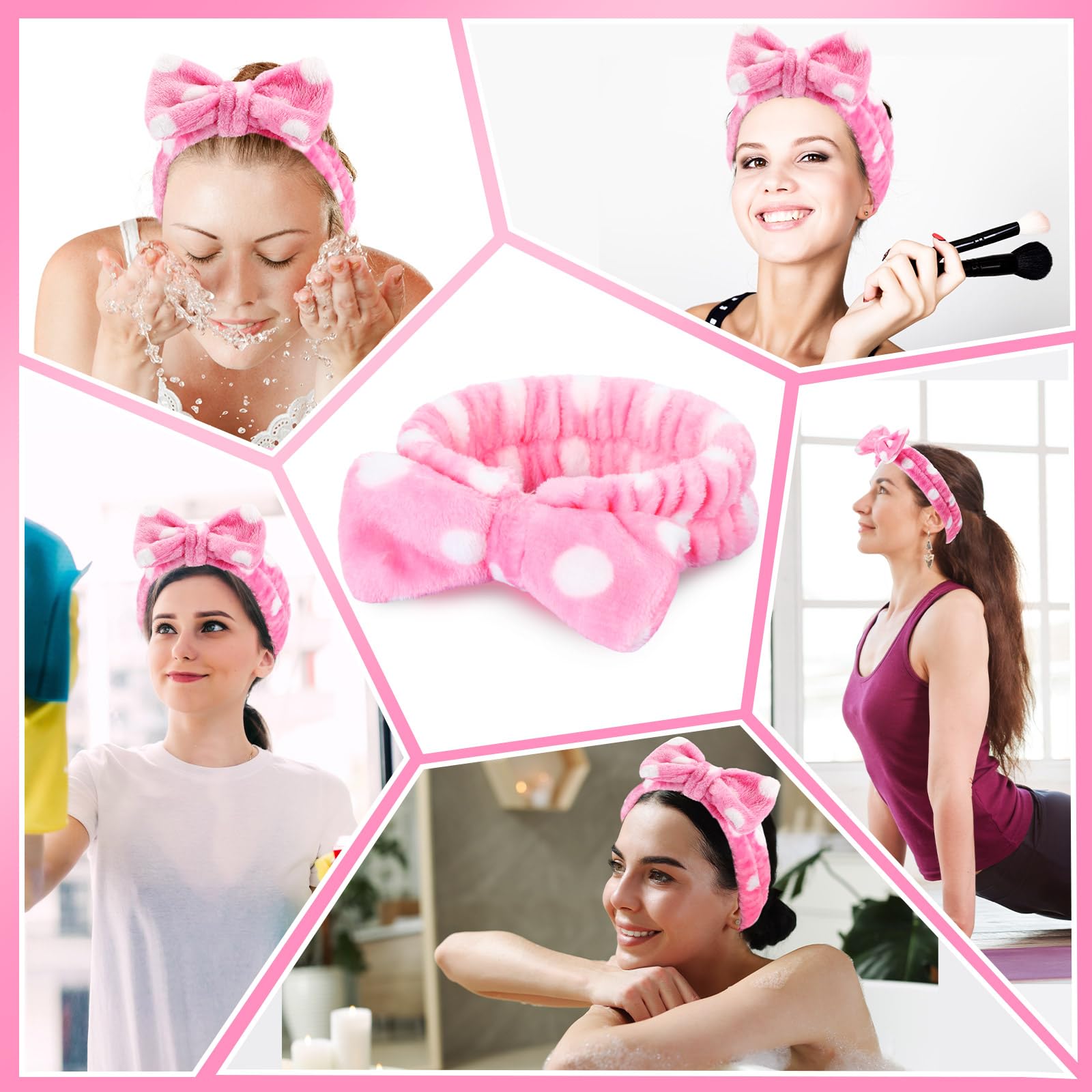 50 fasce elastiche per capelli da spa, per lavare il viso, con fiocco rimovibile, per donne, damigelle d'onore, proposte, regali in morbido pile per la cura della pelle, in microfibra, a pois