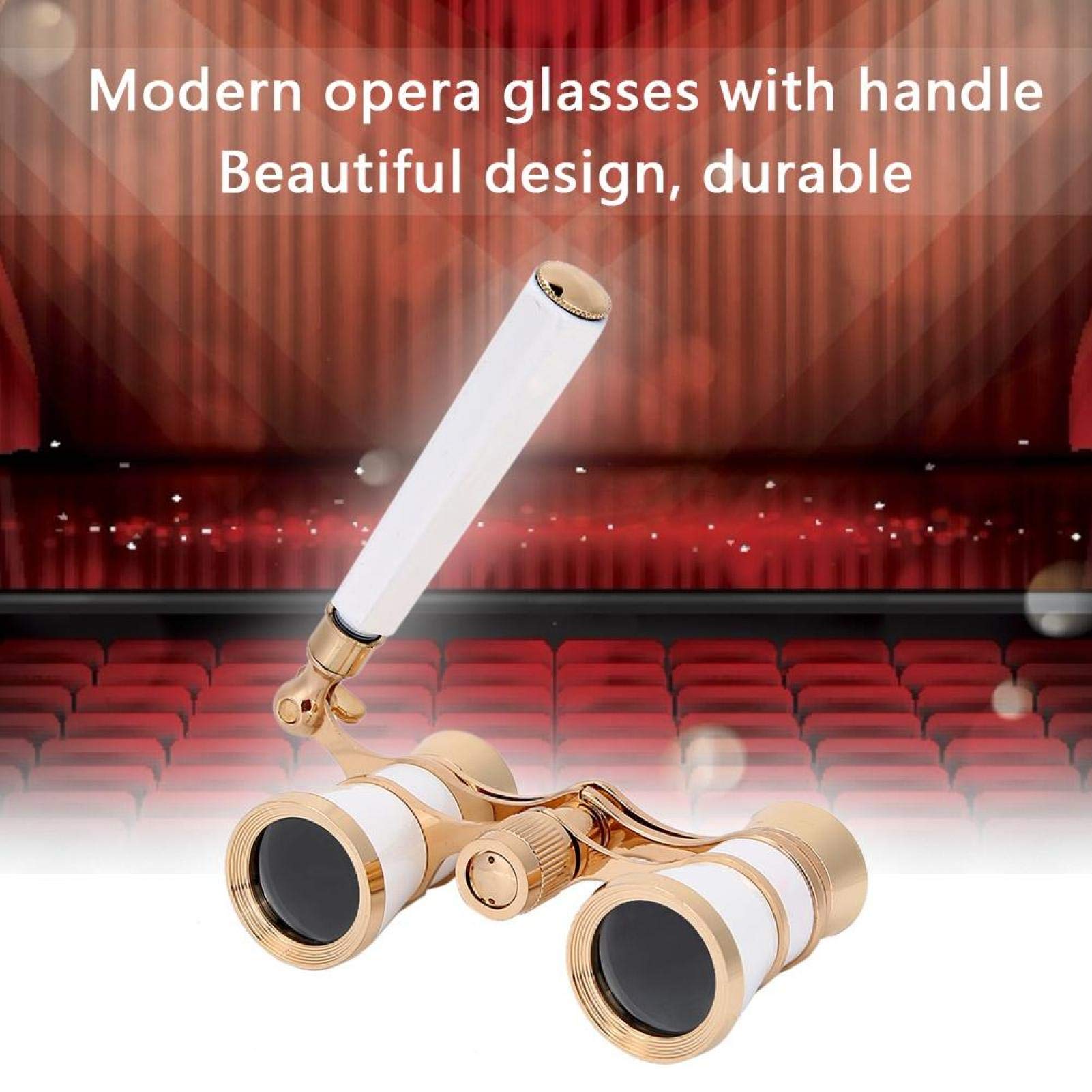 Voluxe Télescope de théâtre détaillé de 3 Couleurs de binoculaire d'opéra pour des Meubles Quotidiens de théâtres(Blanche)