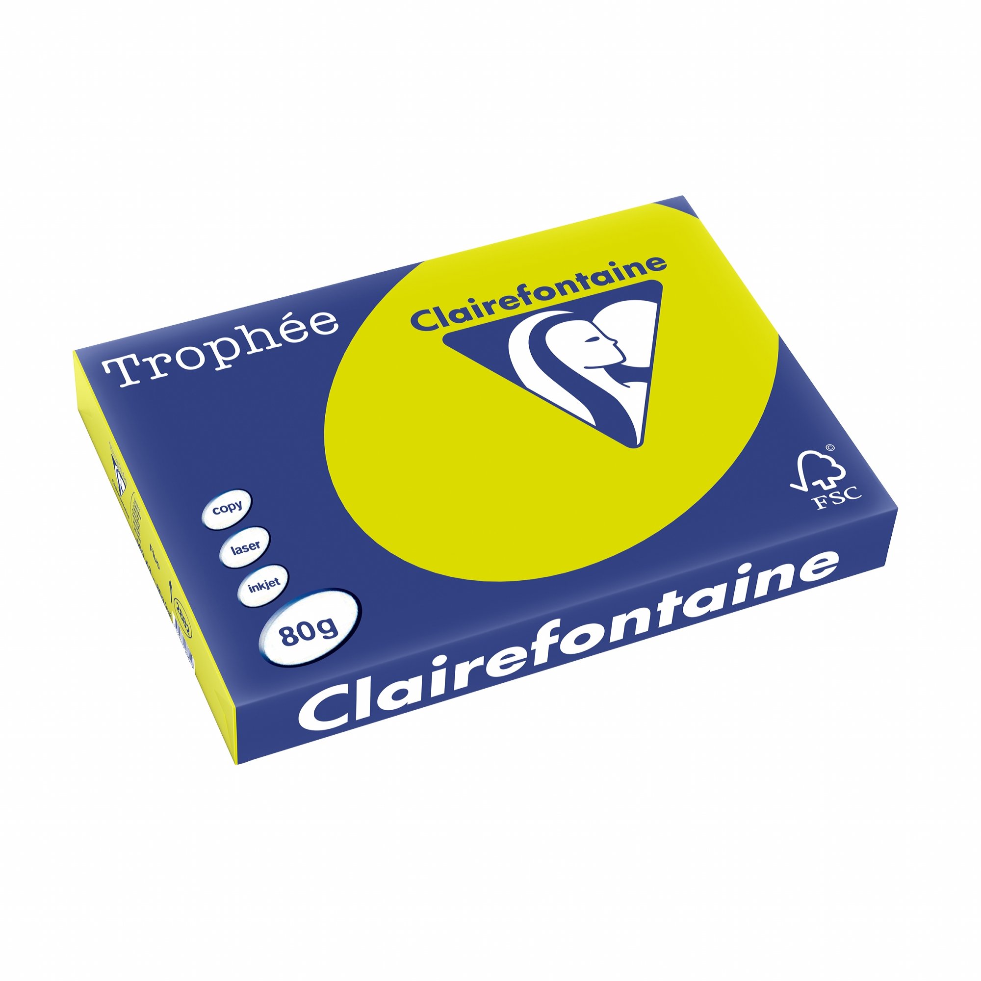 Clairefontaine 2882C Trophée papier do drukarki (80 g, DIN A3 (42 x 29,7 cm), do wszystkich drukarek laserowych, kopiarek i drukarek atramentowych), 1 ries neonowo-zielony