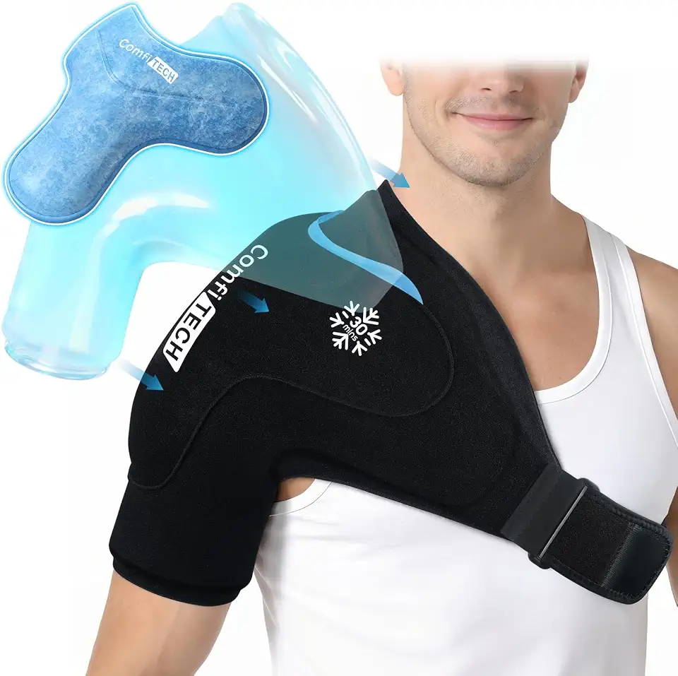 ComfiTECH Dual-Gel Shoulder Ice Pack Wrap with 30-Min Cooling, L