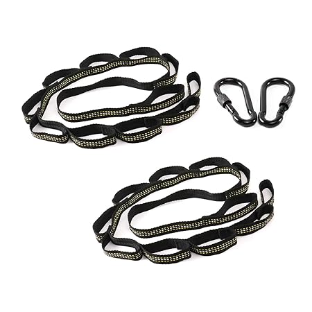 pys 5ft Aerial Yoga Swing Trapeze Hammock Extension Straps for Fitness Exercise, Multi-Loop Climber Strength Daisy Chains Include 2 Safty Carabiners