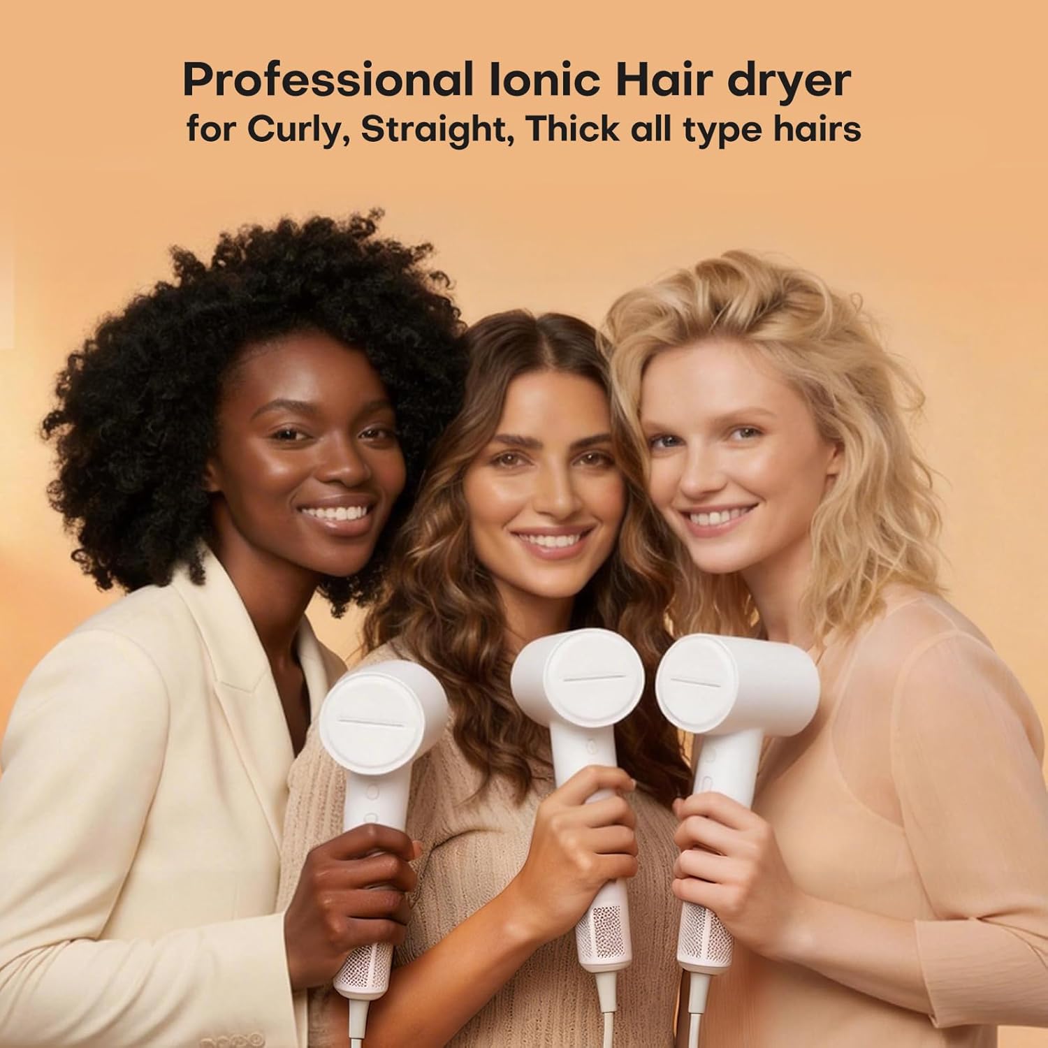 High Speed Hair Dryer 110000 RPM with 1 Billion Plasma Ions, Ionic Blow Dryer Frizz Free Fast Drying with Magnetic Diffuser for Curly Hair, Low Noise Lightweight Thermo Control Hair Dryer for Women