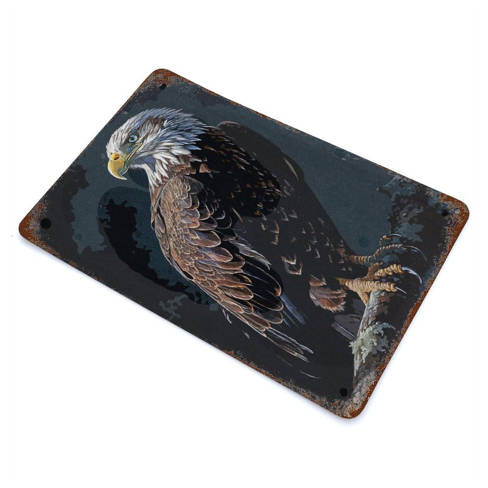 Vintage Eagle Rust Effect Tin Sign 11.8"x7.9", Novelty Wall Decor for Garage, Pub Or Kitchen