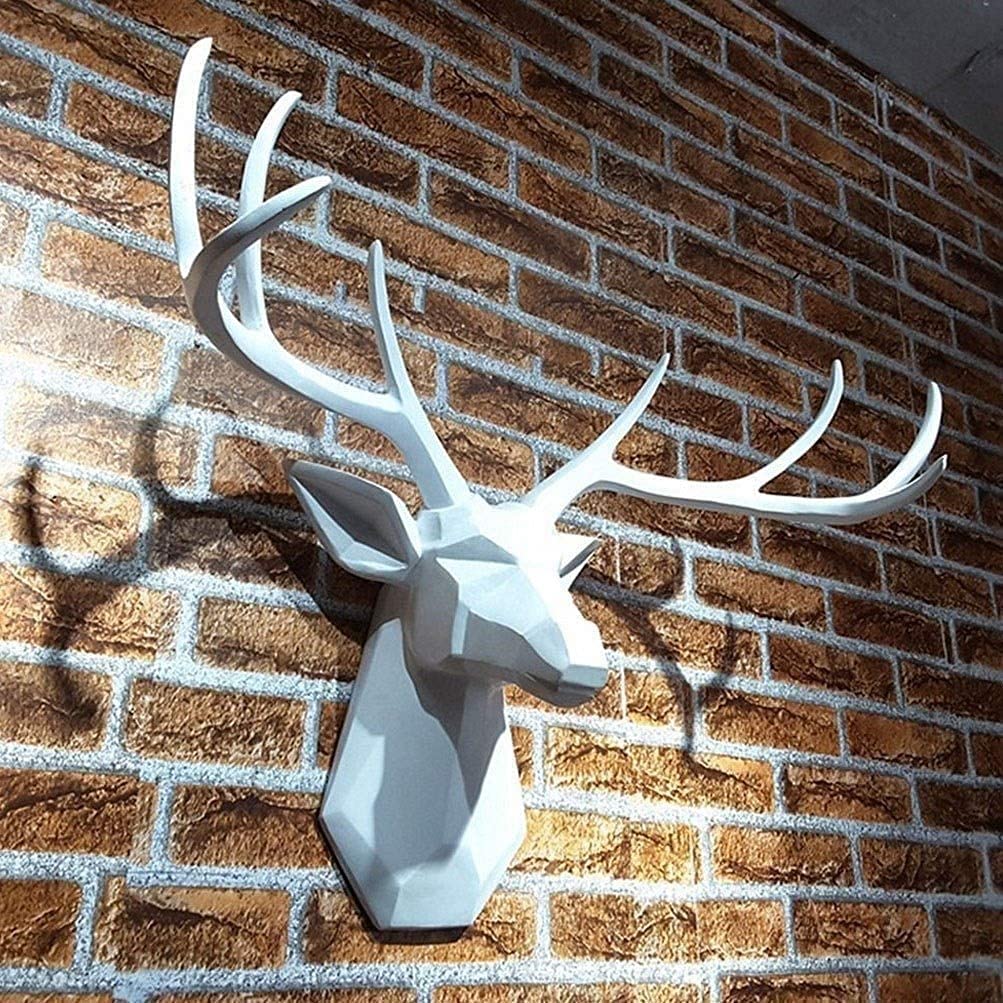 Testa Di Cervo Con Luci Solari – Scultura Da Parete In Resina Impermeabile, Decorazione Moderna Per Esterni E Interni, Grigio