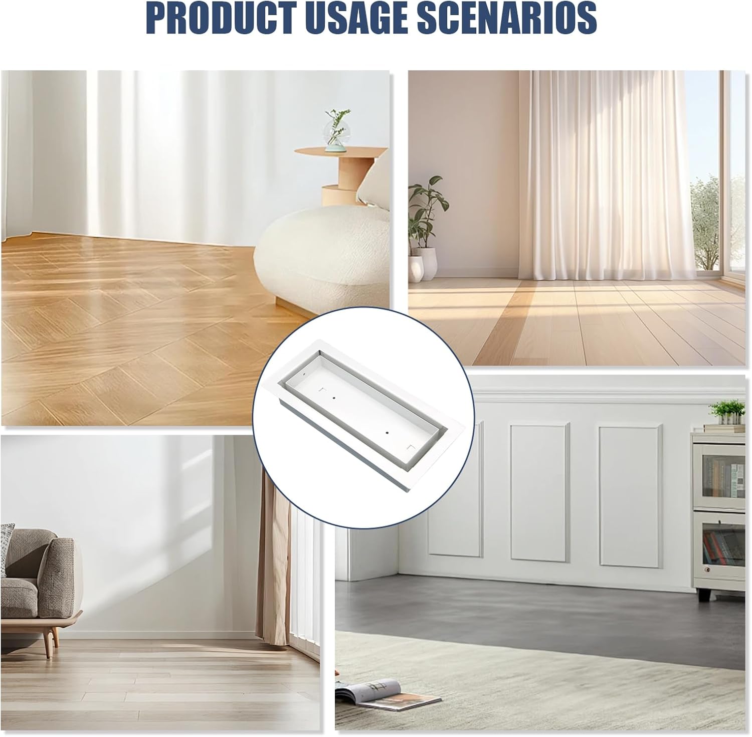 2 Pack Floor Vents Flush Mount Floor Register All Metal 4X10 Inch Decorative Floor Air Register White Color Heavy Duty Durable Modern Flush Air Vent