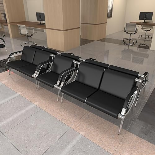 Miniatura 7 de Kinsuite Sillas de sala de espera de recepción de oficina de 2 asientos, sillas de invitados y recepción para salón, banco de barbero, aeropuerto,