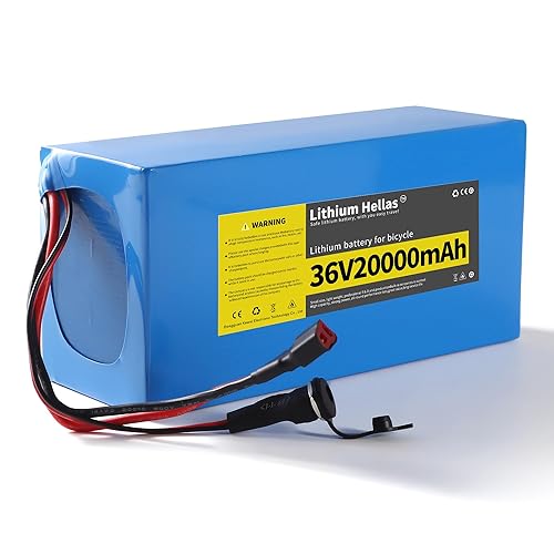 Lithium Hellas 36V 20Ah Ebike Battery 1 Pack, 36 Volt Electric Bike Battery Replacement with 2A Fast Charger, T-Plug, 30A BMS (US Stock)