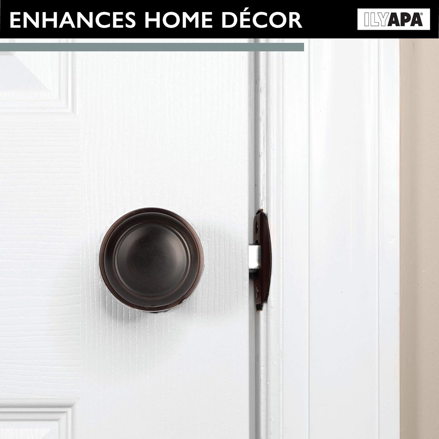 Ilyapa Passage Door Knob for Hall/Closet - Colonial, Oil Rubbed Bronze Interior Keyless Non Locking Round Handle, Oil Rubbed Bronze Bedroom Door Knobs Interior, 10 Pack