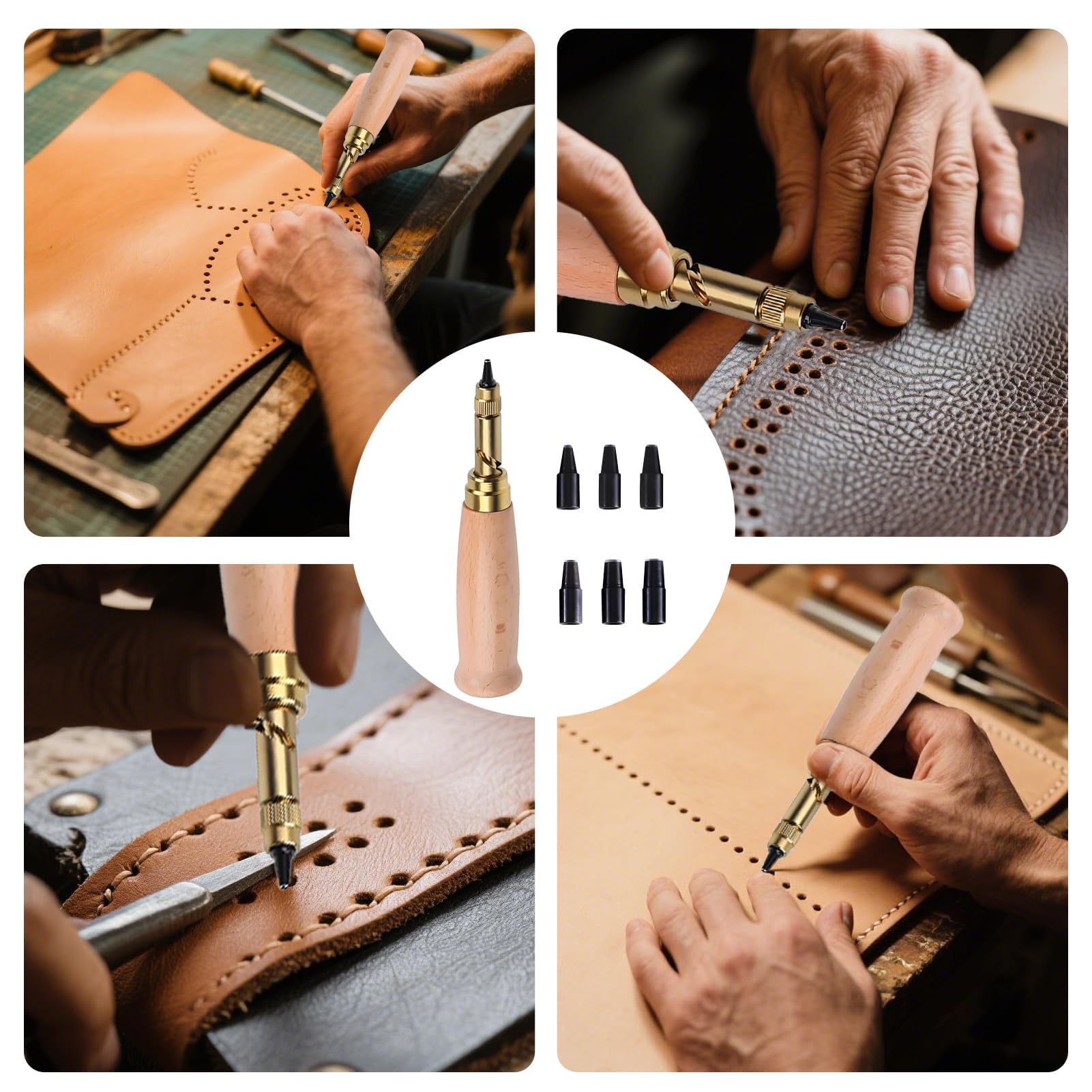 Lochstanzer Set 6 Größen - 1,5-4mm Für Leder, Papier & Karton