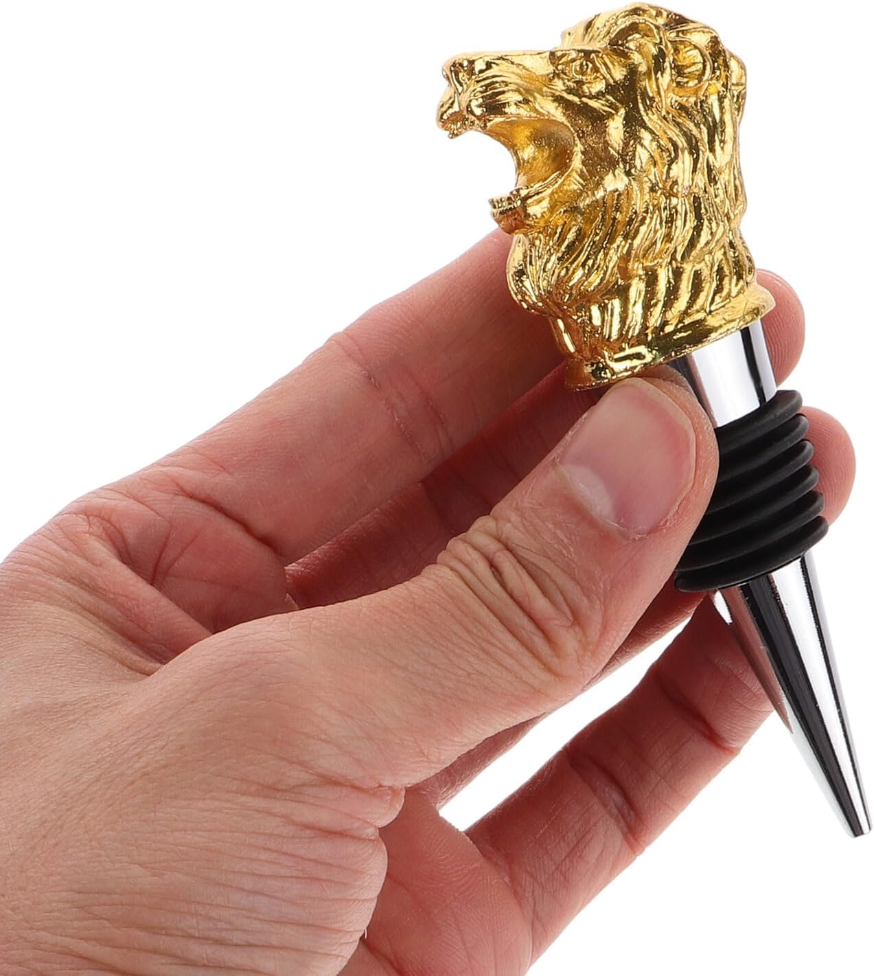 Tiger Head Wine Stopper Pourer, Stainless Steel Golden Oktoberfest Party image 3