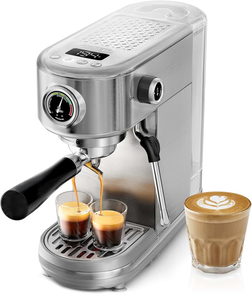 HIBREW H10B - Máquina de Espresso Profesional Actualizada 2026, Cafetera Programable 20 Bares con Vaporizador de Leche, Cuerpo de Acero Inoxidable con Pantalla LED, para Hogar y Oficina