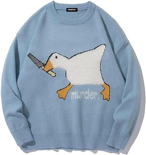 Vamtac Mens Oversized Sweater Vintage Graphic Pullover Crewneck Knit Jumper Y2K Unisex Streetwear 2025 Fall Tops