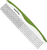 Dog & Cat Comb – Removes Tangles, Knots, and Matted Fur – Grooming Tool with Stainless Steel Teeth and Non-Slip Handle – Best Pet Hair Comb for Home Grooming Kit – Includes eBook Guide