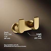 Vista 3 de Kohler 97500-2MB Avid Gancho doble para bata, latón cepillado vibrante moderno