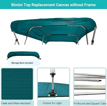 SavvyCraft Boat 4 Bow Bimini Replacement Canvas w/Boot No Frame 8ft/10ft