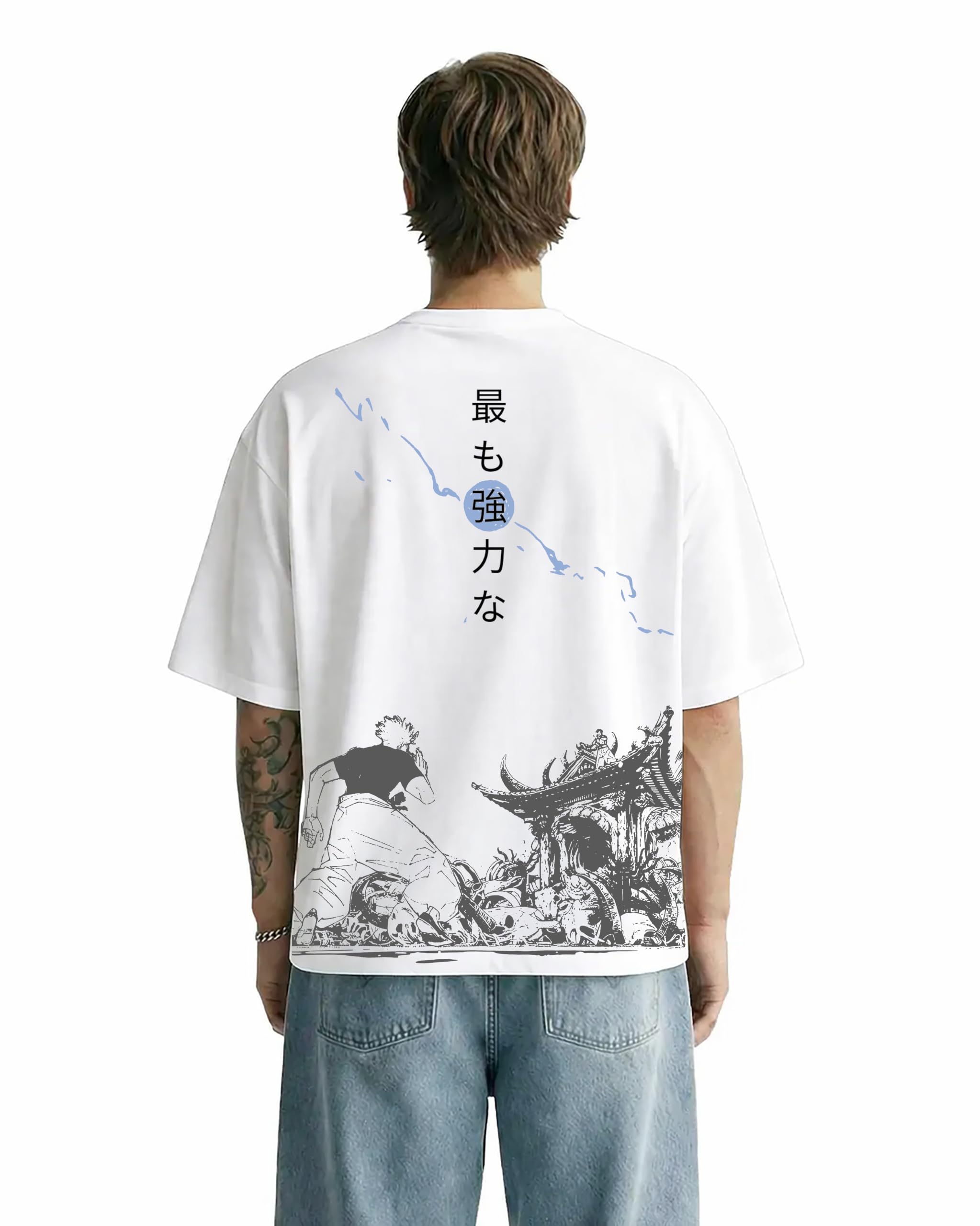 darkbuck Jujutsu Kai Suku Anime Graphic White Oversized T-Shirt for Men and Women with Japanese Print | Dropshoulder Streetwear Tshirt-picture-34