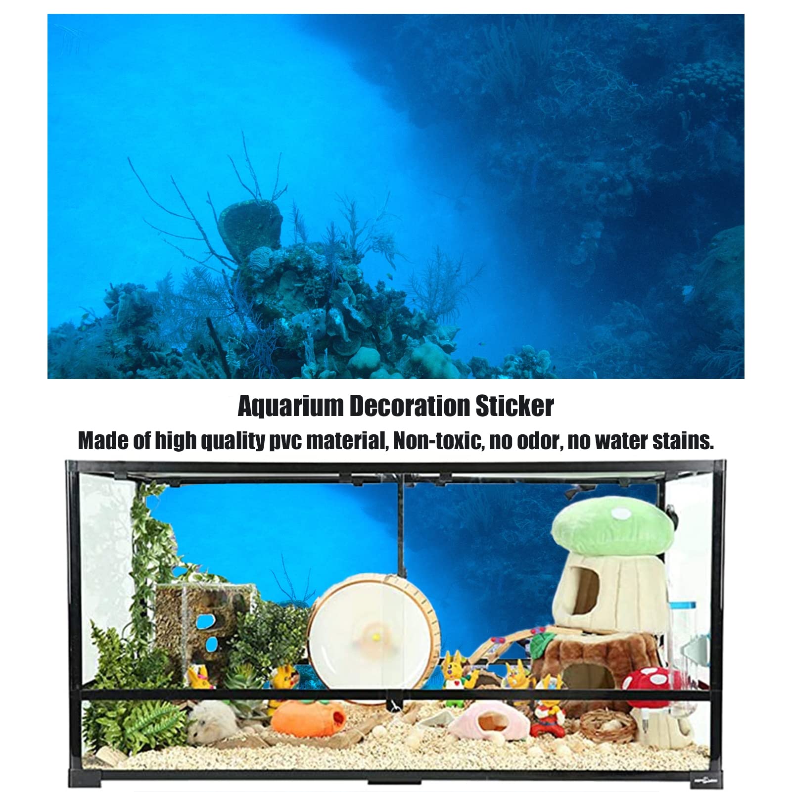 Fondo de Acuario bajo el Agua, Fondo de Tanque de Peces, PVC Adhesivo Acuario Mundo Submarino telón de Fondo imágenes Cartel,122x76cm