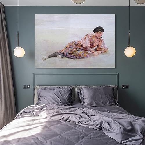 Miniatura 8 de Henry Scott Tuke - Póster de niña en la playa, pintura decorativa, lienzo, arte de pared, póster de sala de estar, dormitorio, 16 x 24 pulgadas