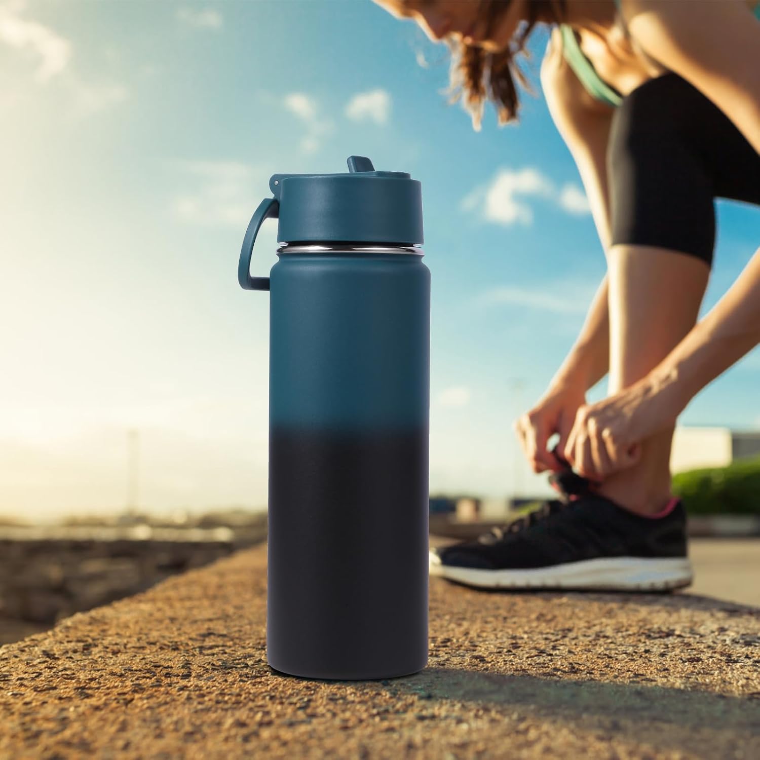 Volhoply 20oz Insulated Stainless Steel Water Bottle With Straw Lid Bulk 2 Pack,Kids Double Wall Vacuum Cups With Handle,Reusable Outdoor Sports Metal Bottles,Travel Flask Keep Cold(Assorted,2) - Image 7