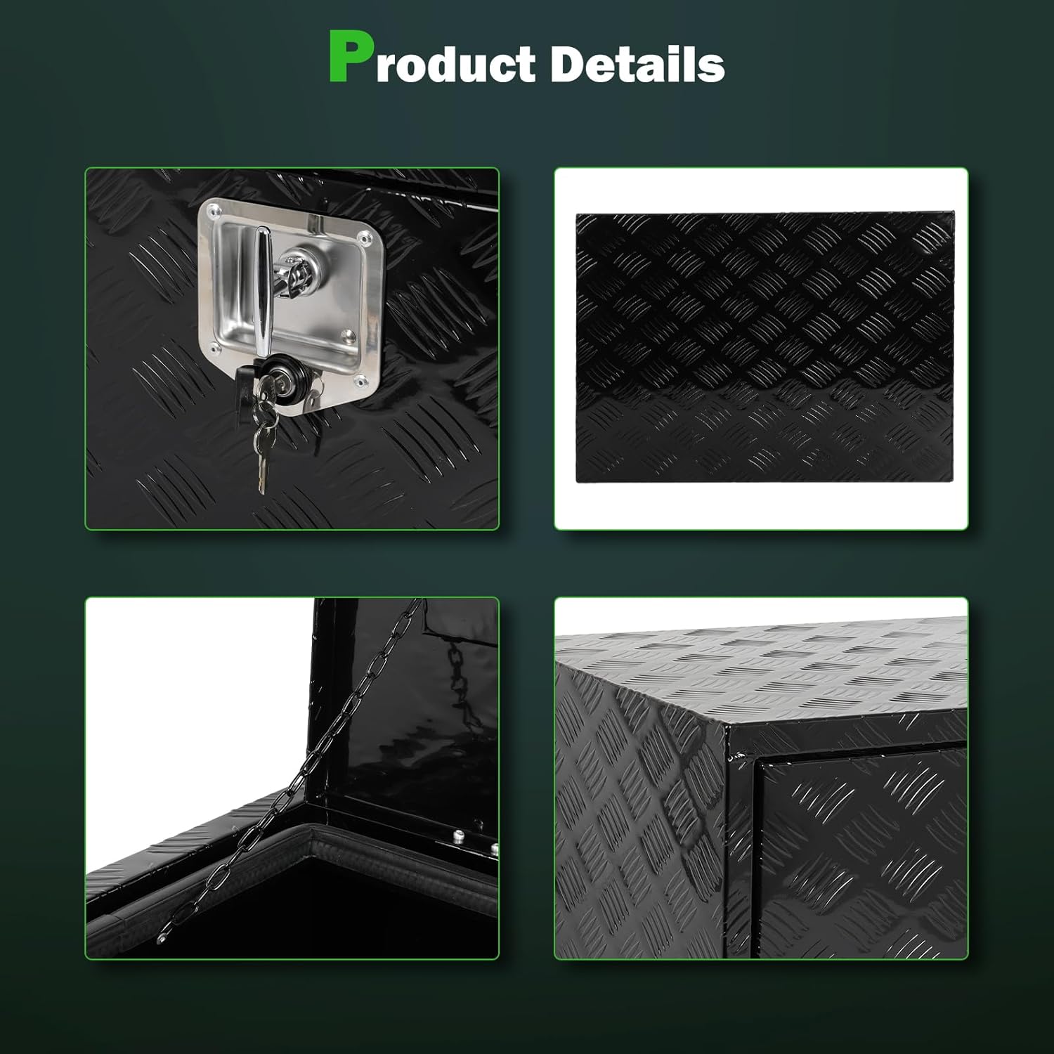 SCITOO 24 Inch Aluminum Diamond Plate Heavy Duty Truck Bed Tool Box,Crossover Storage for Most Full Size Pickups,Lockable Weatherproof Chest,Fits 24" Truck Beds,Easy Access to Load and Unload