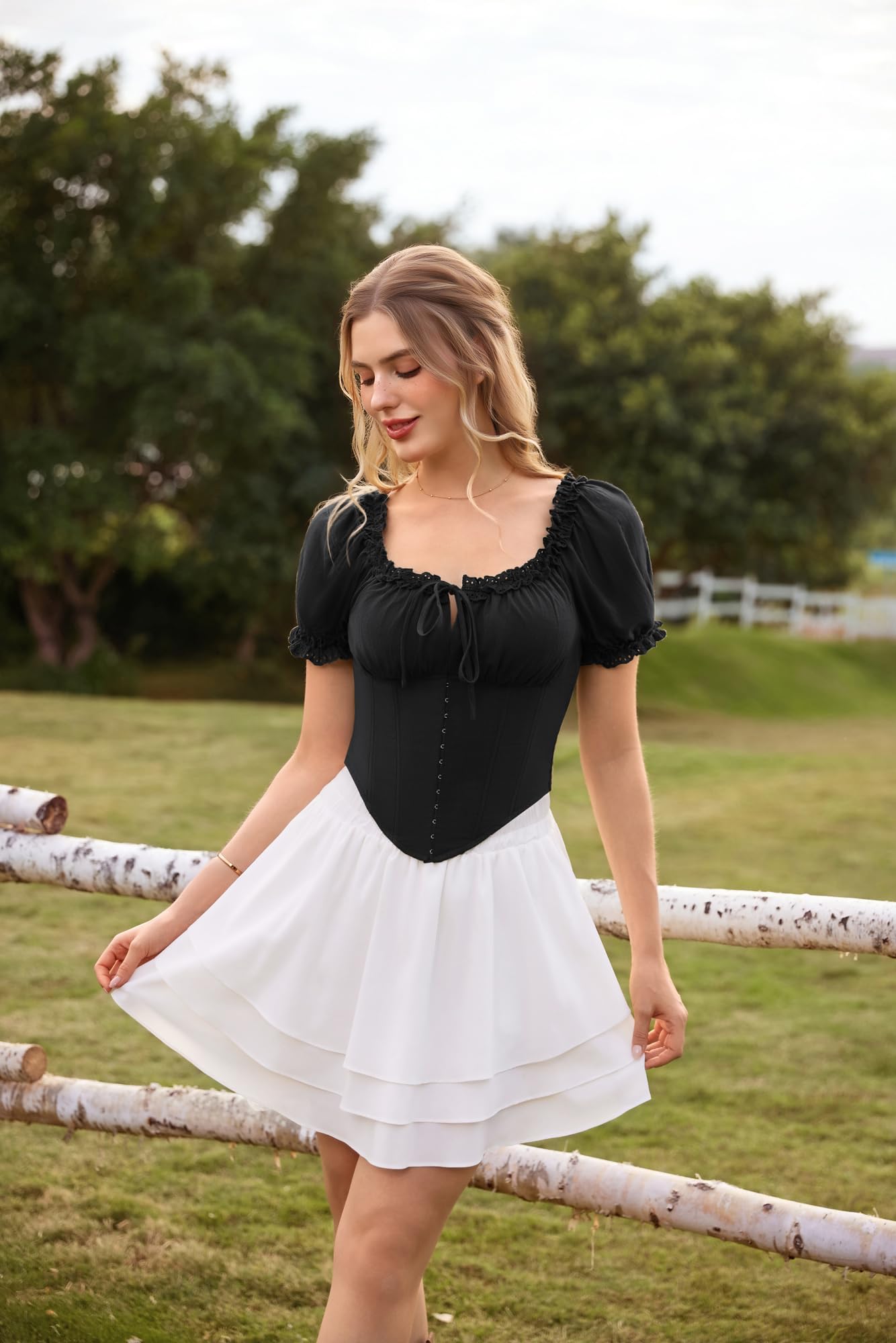 SCARLET DARKNESS Blusa corta de verano para mujer, con hombros descubiertos, estilo renacentista, de manga corta, estilo pirata, medieval