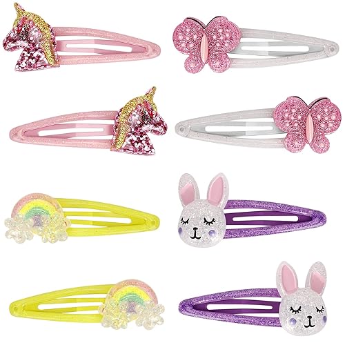 Pinzas para el cabello con cierre de mariposa, arco iris, antideslizantes, accesorios para el cabello de unicornio brillante, accesorios para el