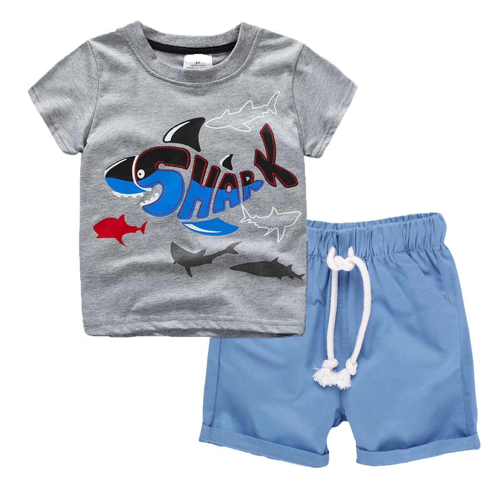 Toddler Boy Clothes Kids Summer Cotton Outfits Short Set Size 2-7Y
