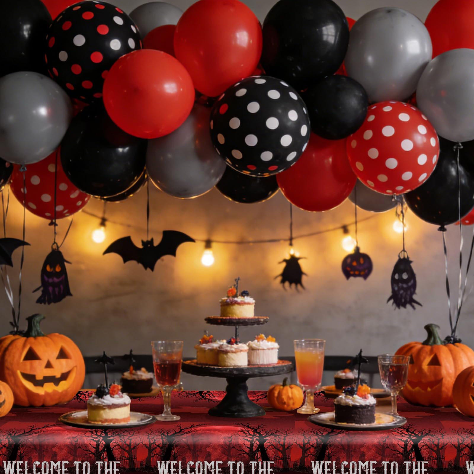 3pz Welcome To The Other World Tovaglia, 137x274cm Spaventoso Invertire Demone Tavolo Coperture per Compleanno Halloween & Invertire Festa Stanza Parete Decorazione Forniture & Foto Accessori