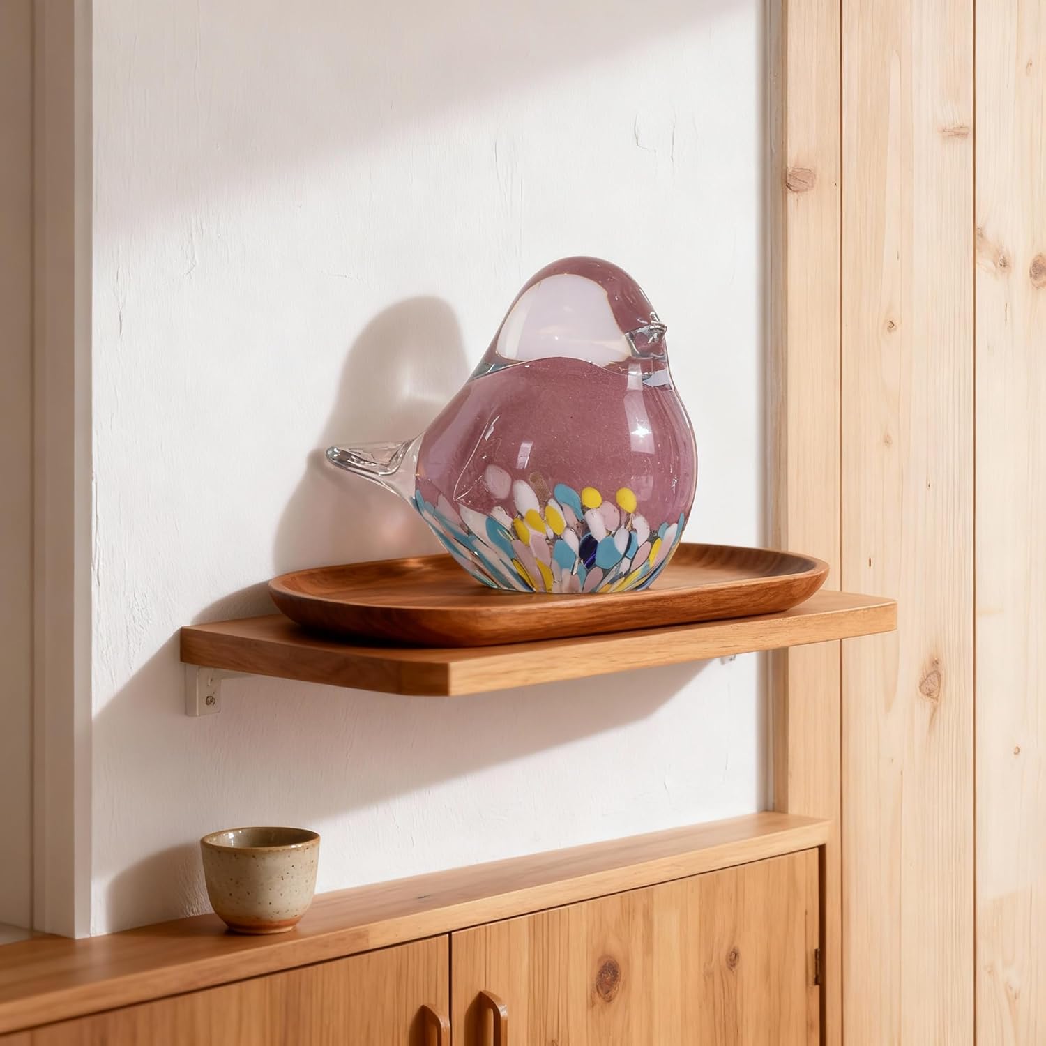 DOVDOV Hand-Blown Glass Bird Statue, Modern Art Bird Decor, Pink Glass Paperweight Collectible, Ideal for Room/Living Room/Office Decor, Small Table Ornaments, and Dining Table centerpieces. - Image 8