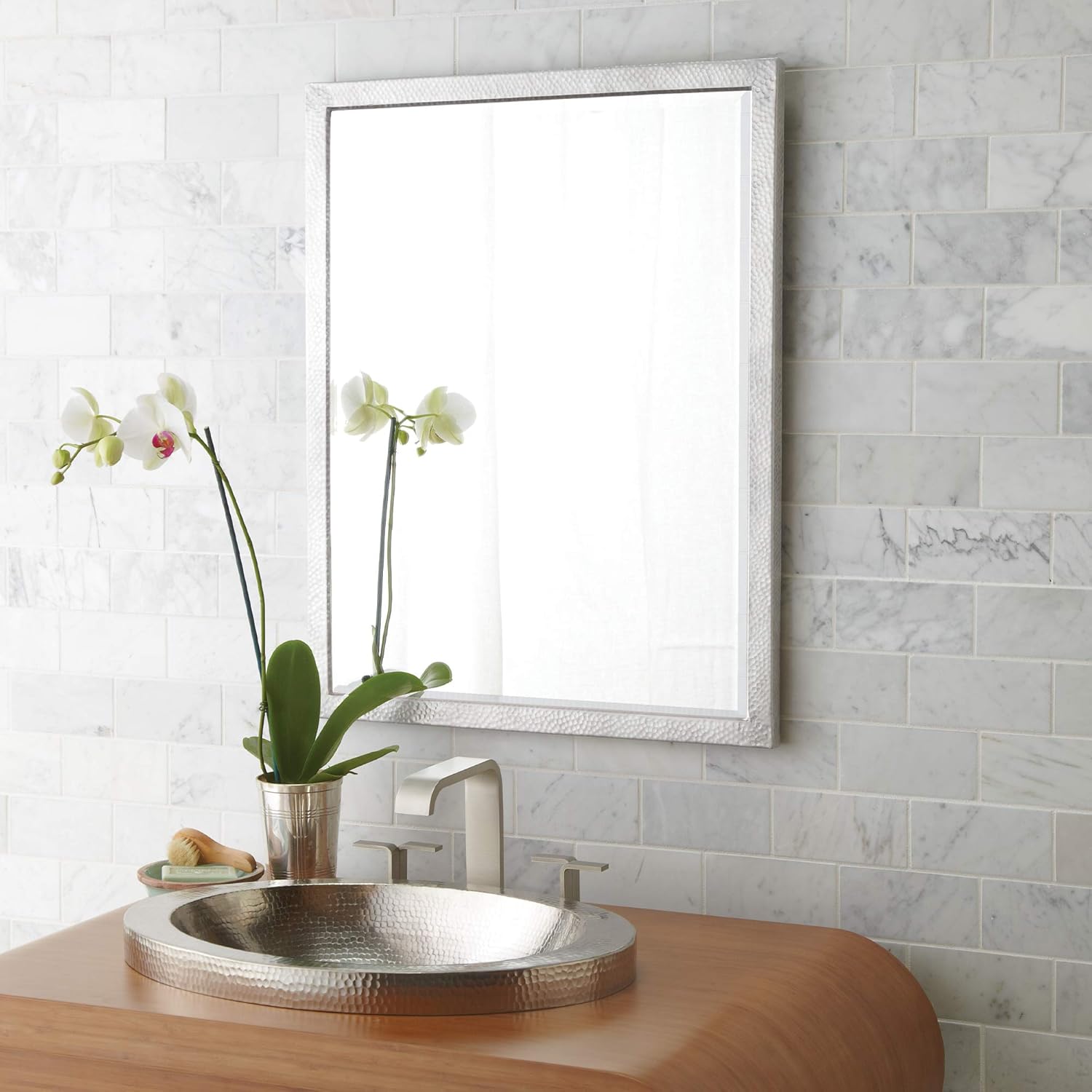 Native Trails MR520 Divinity Rectangular Wall Mirror, Small, Hammered Aluminum
