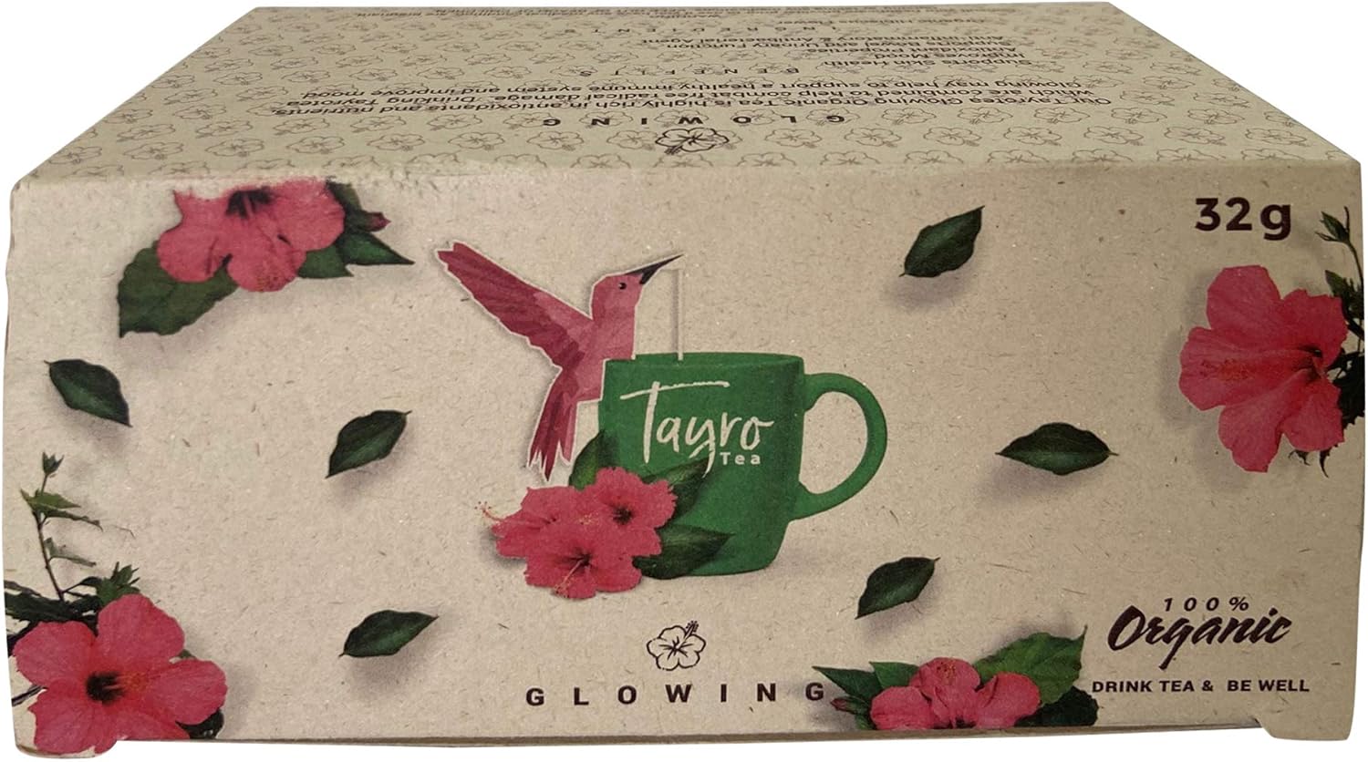 Tayro Tea Hibiscus 16 Organic Pyramid Tea Bags holding by Hummingbirds