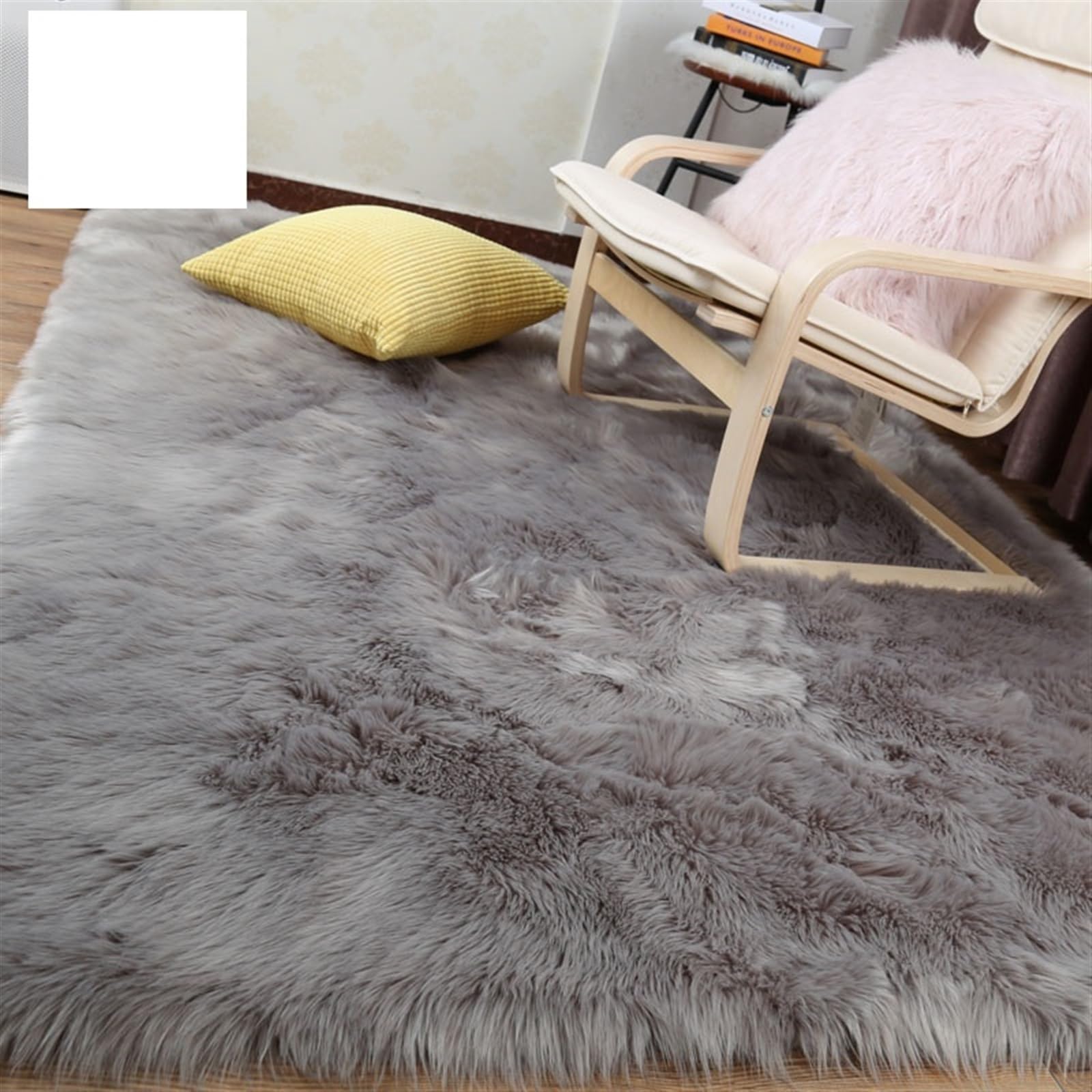 Tapis épais et Doux for Salon,Peluche, Tapis de Sol Chambre à Coucher, fenêtre, Chevet, décoration d'intérieur Moquette Moelleuse(White Grey Tip,40x60cm)