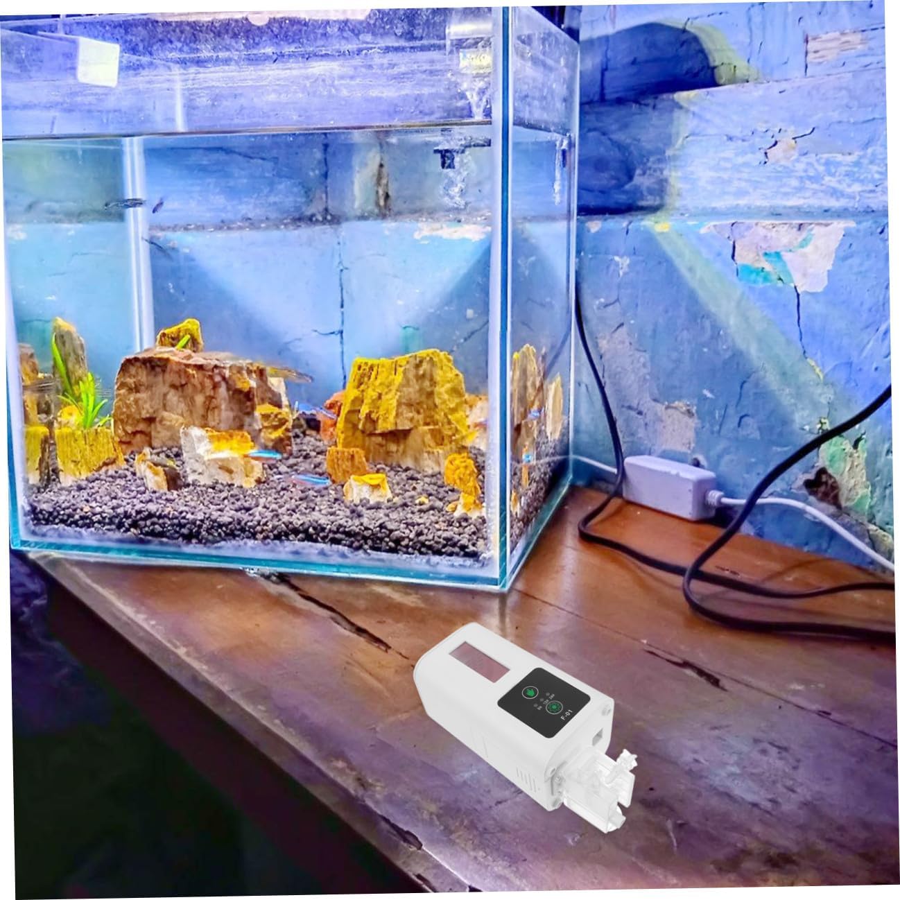 Cabilock Automatic Feeder for Fish Tank and Turtle Electric Feeder with Timer Function Aquarium Supplies Pet Feeding Machine for Home and Vacation Use