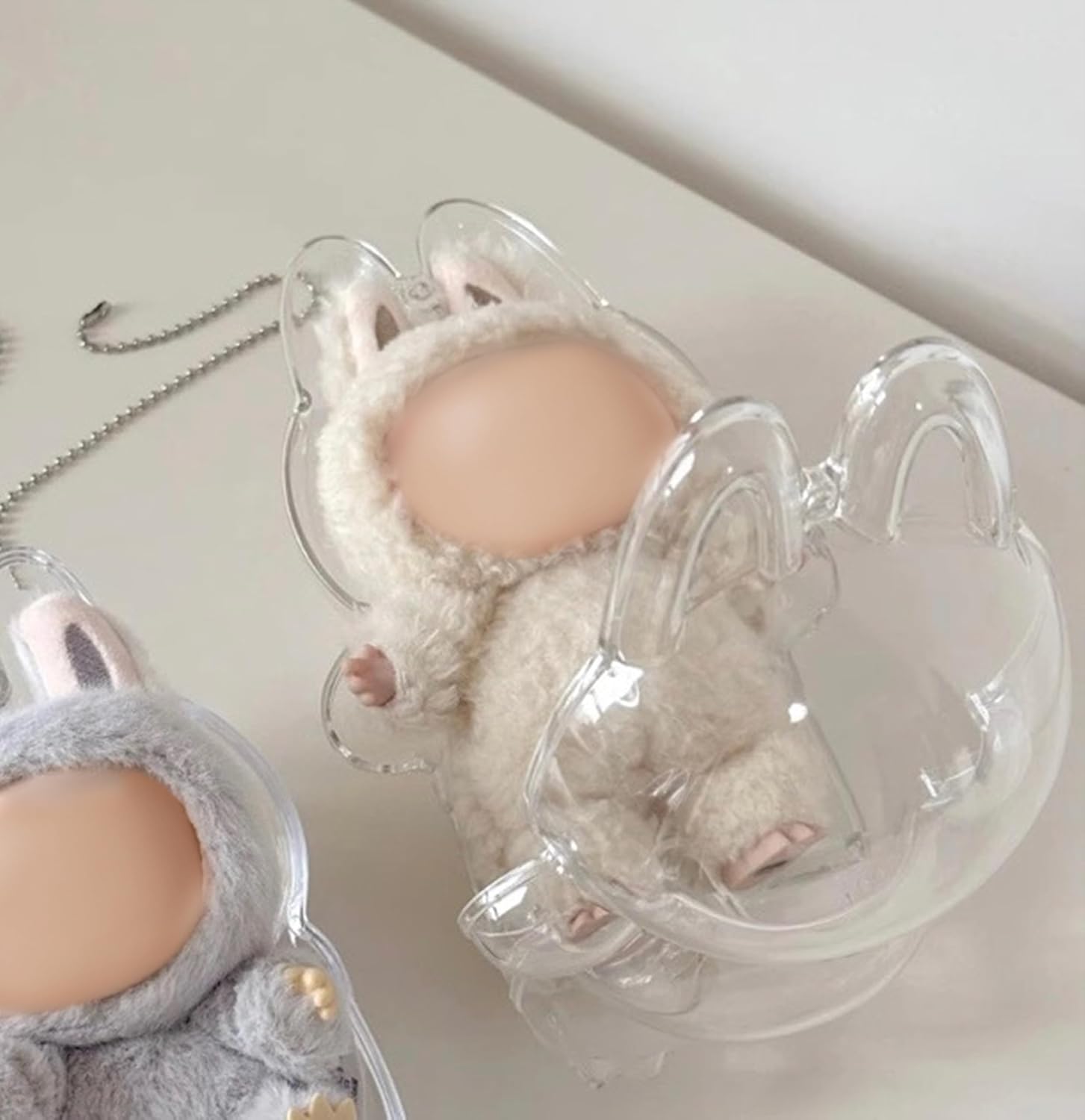 Protective Clear Case for LABUBU Clear Display Case with Keychain (Doll Excluded, 1PCS Standing)