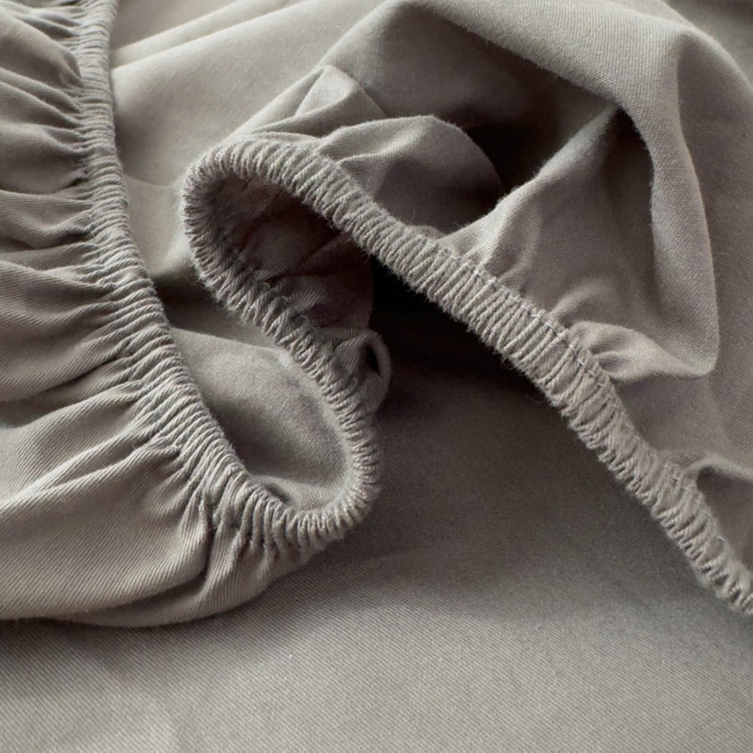 Bedding Fitted Sheet California King, Fitted Sheet 1 Piece 4.3-10 Inch Deep Pocket Solid Color Cotton Fitted Bed Sheet Easy Care Fade Resistant Bedding, Grey, 71"x 87"x 10"