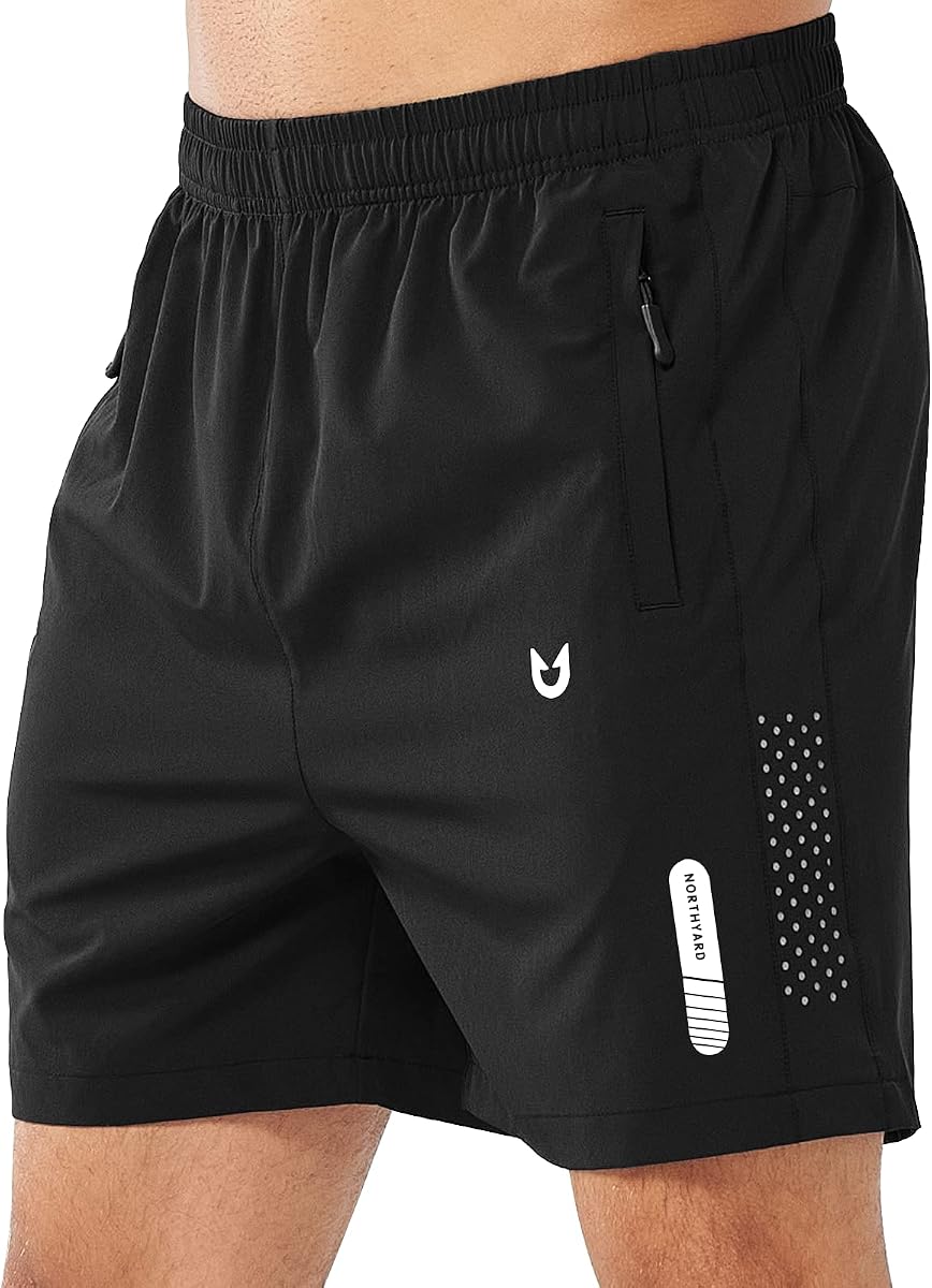 NORTHYARD Pantalones cortos deportivos para correr para hombre, entrenamiento en gimnasio, 7 "/9"/5 ", secado rápido, ligeros, deportes, baloncesto, tenis, 3 bolsillos con cremallera