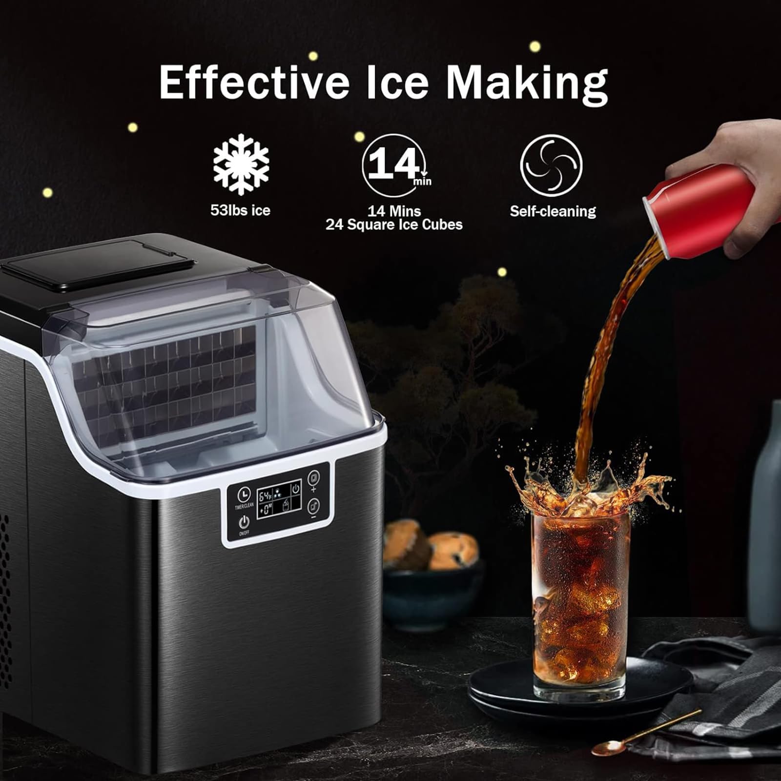Countertop Ice Maker Machine, Countertop Ice Cube Maker, Pebble Ice Maker Machine with Self-Cleaning, 35kg of Ice Per Day, Pellet Ice Maker for Home/Office/Bar/Party on Fridge.com