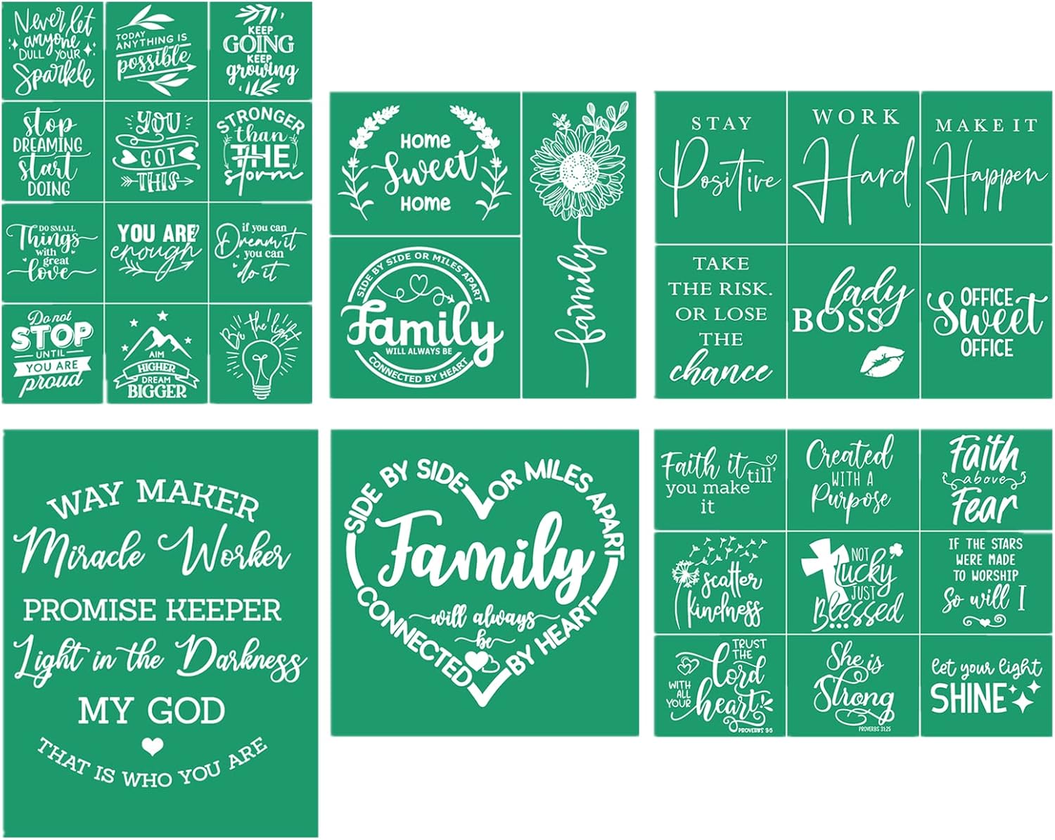 JAJADO Christian Silk Screen Stencils 6 Pcs, Self Adhesive Stencils Religious Reusable Mesh Transfers Faith Bible Inspirational Painting Stencil for Painting on Wood/Shirt/Cup DIY Home Office Decor