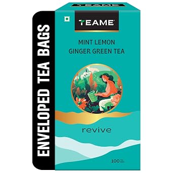 TE-A-ME Green Tea Bags 100 pcs, Ginger, Mint & Lemon, 100 Teabags | Green Tea Bags