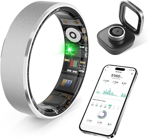 Anillo de salud inteligente, con funciones de monitoreo de estrés y sueño, compatible con iOS y Android, rastreador de fitness impermeable para