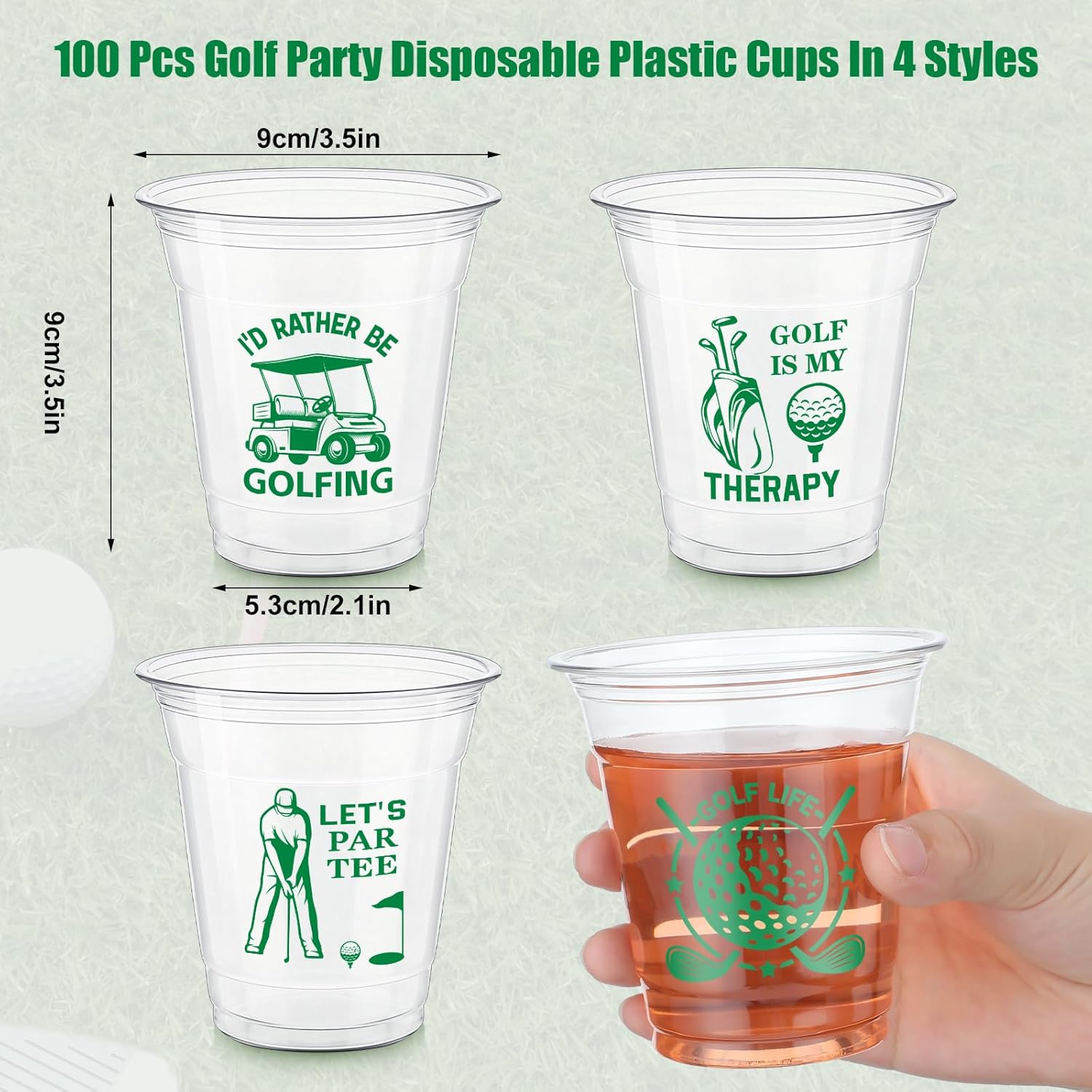 Pickmesh 200 Pack Golf Disposable Plastic Cups Bulk 10 oz Clear Plastic Disposable Tumbler Cups for Party Supplies Decorations