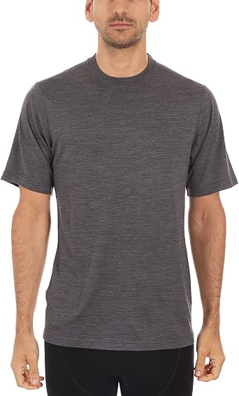 100% Merino Wool Mens Lightweight T-Shirt - Crew Neck Short Sleeve Shirt