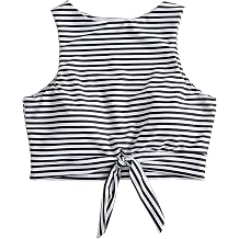 Womens Cut Out Tie Knot Front Scoop High Neck Tank Crop Top Bikini Swimsuit Top Only